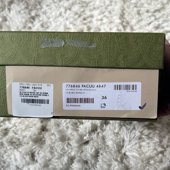 Gucci Blue Denim GG Logo Espadrille Wedges with Jute Heel - Picture 9 of 10